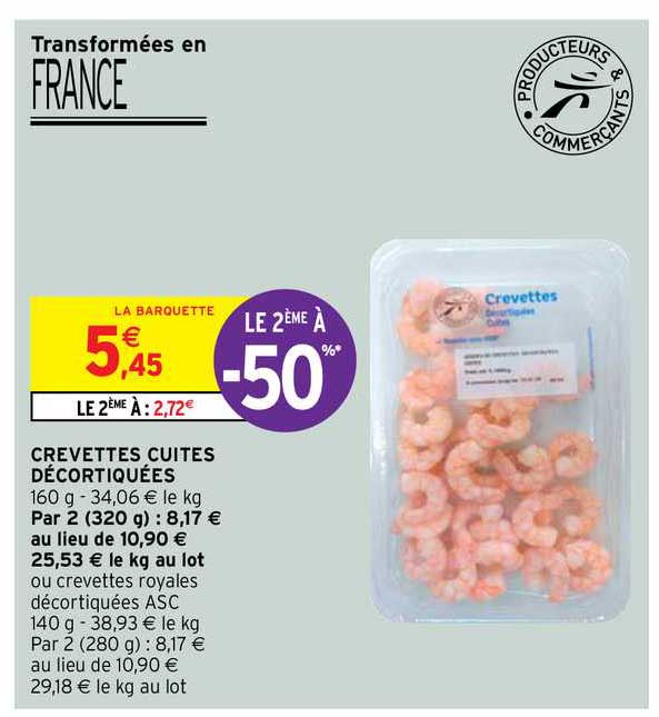 Crevettes Cuites Décortiquées