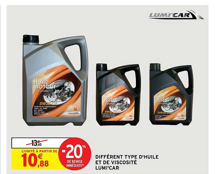 différent type d'huile et de viscosité lumi'car