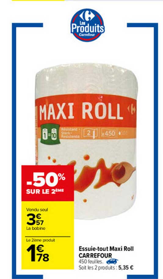 essuie-tout maxi roll carrefour