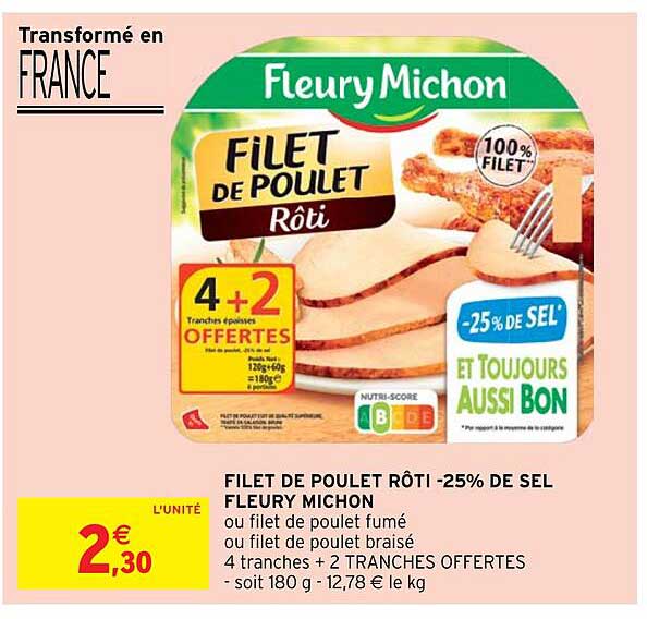 filet de poulet rôti -25% de sel fleury michon