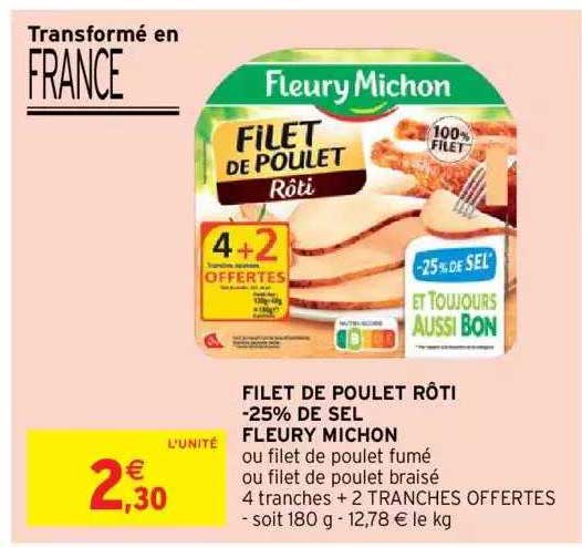 filet de poulet rôti -25% de sel fleury michon