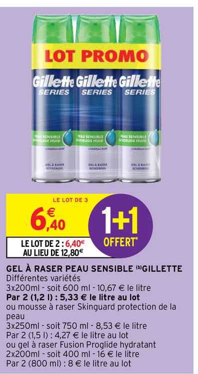 gel à raser peau sensible gillette