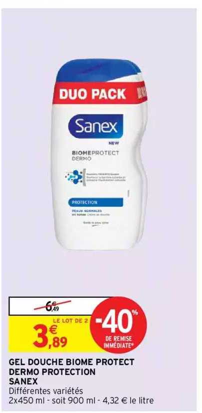 Gel Douche Biome Protect Dermo Protection Sanex -40% De Remise Immédiate
