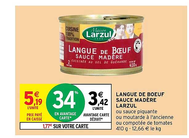 Langue De Boeuf Sauce Madère Larzul