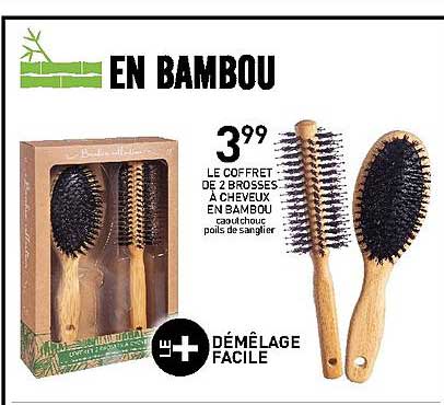 Le Coffret De 2 Brosses à Cheveux En Bambou