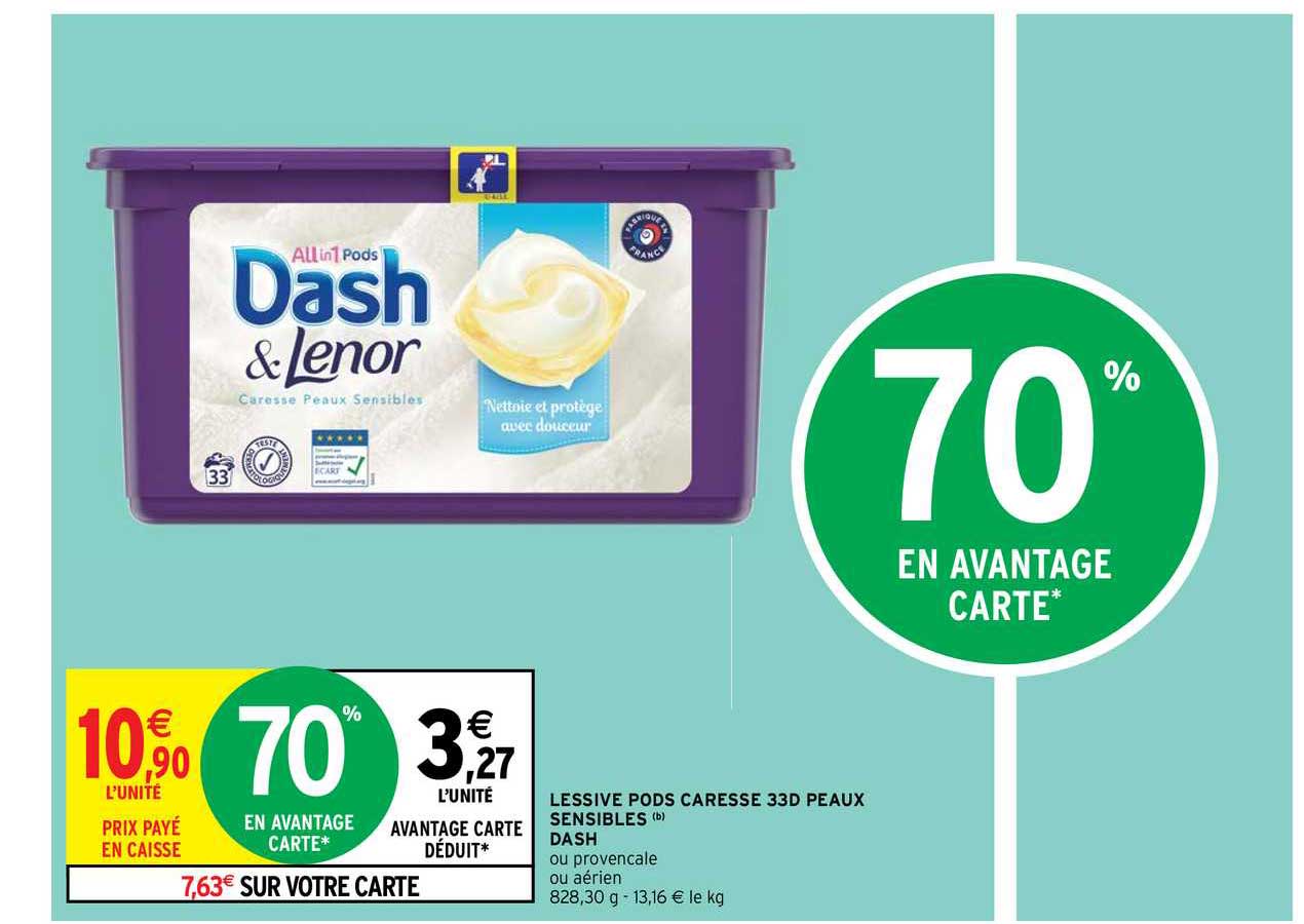 lessive pods caresse 33d peau sensibles dash