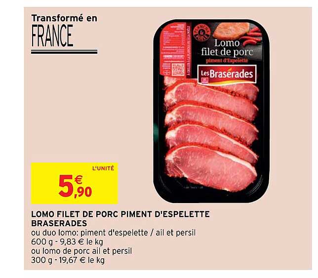 lomo filet de porc piment d'espelette braserades