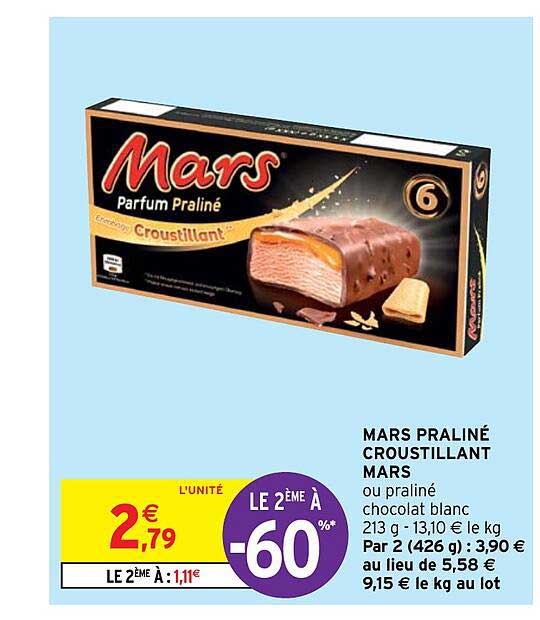 Mars Praliné Crousillant Mars Le 2ème à -60%