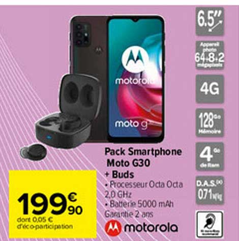 pack smartphone moto g30 + buds motorola