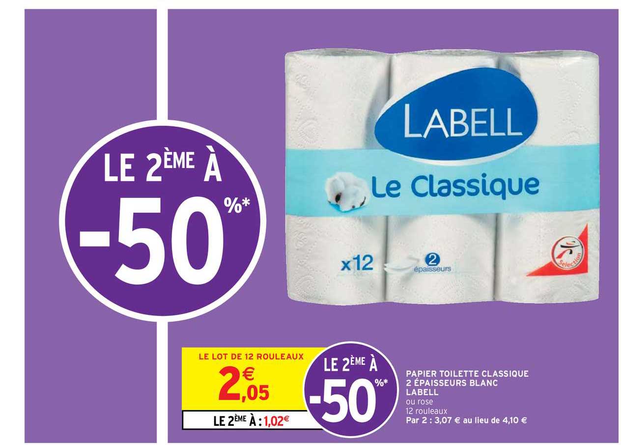 papier toilette classique 2 épaisseurs blanc labell