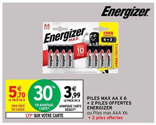 piles max aa x6 + 2 piles offertes energizer