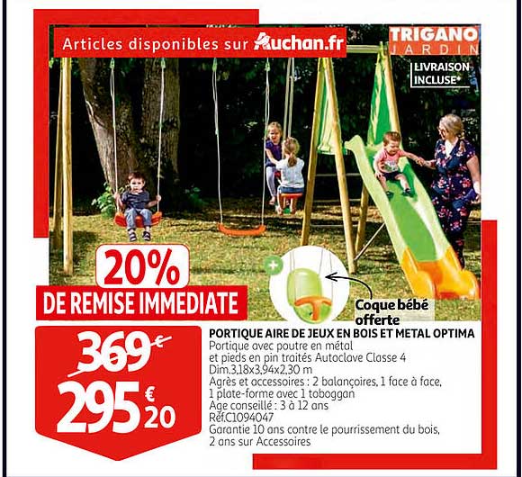 portique aire de jeux en bois et métal optima