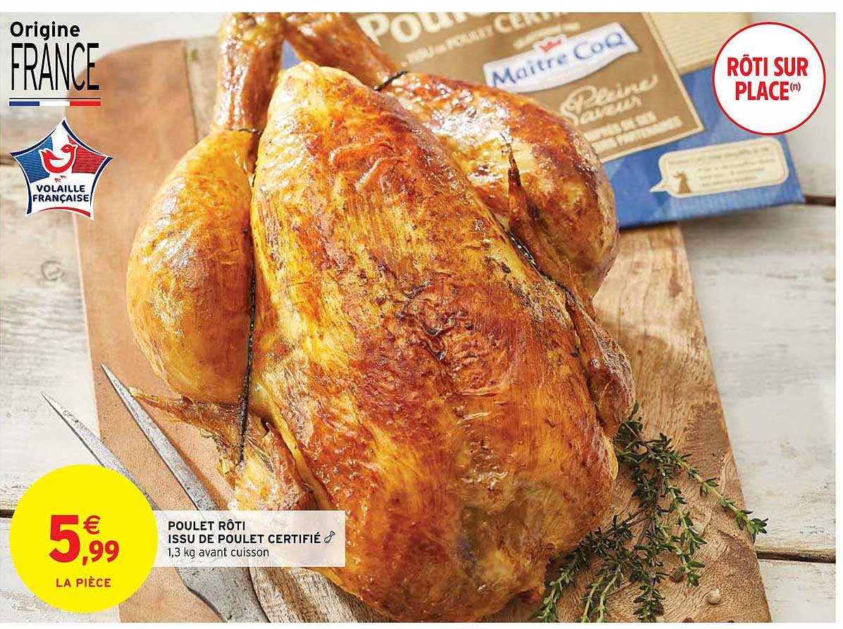 poulet rôti issu de poulet certifié
