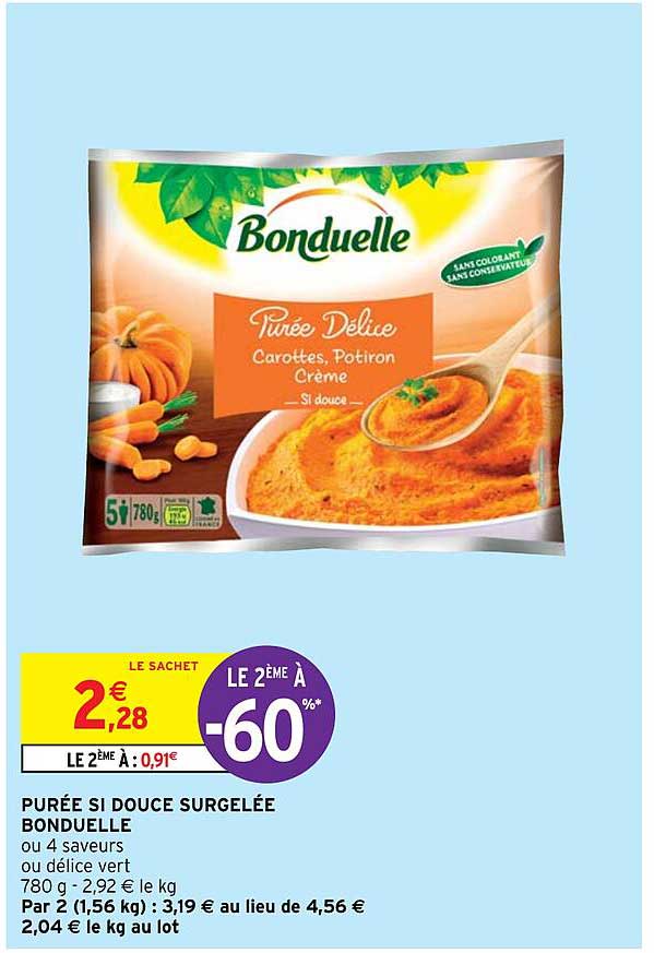 Purée Si Douce Surgelée Bonduelle Le 2ème à -60%