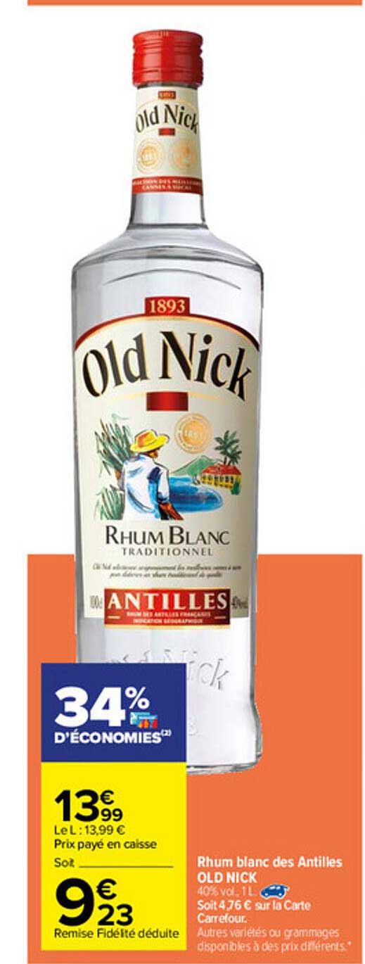 rhum blanc des antilles old nick