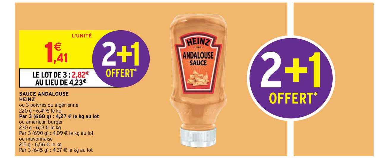 sauce andalouse heinz 2+1 offert