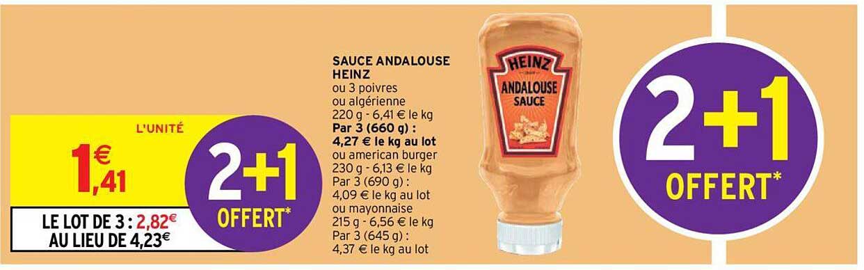 sauce andalouse heinz 2+1 offert