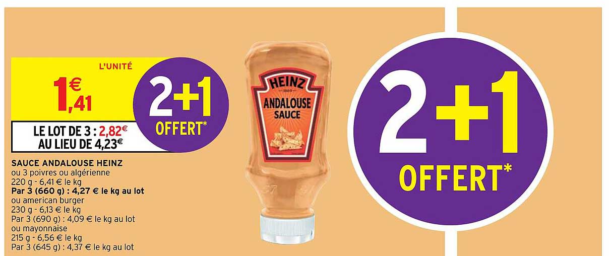 sauce andalouse heinz 2+1 offert