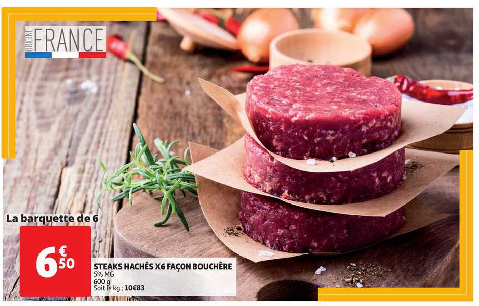 steaks hachés x6 façon bouchére