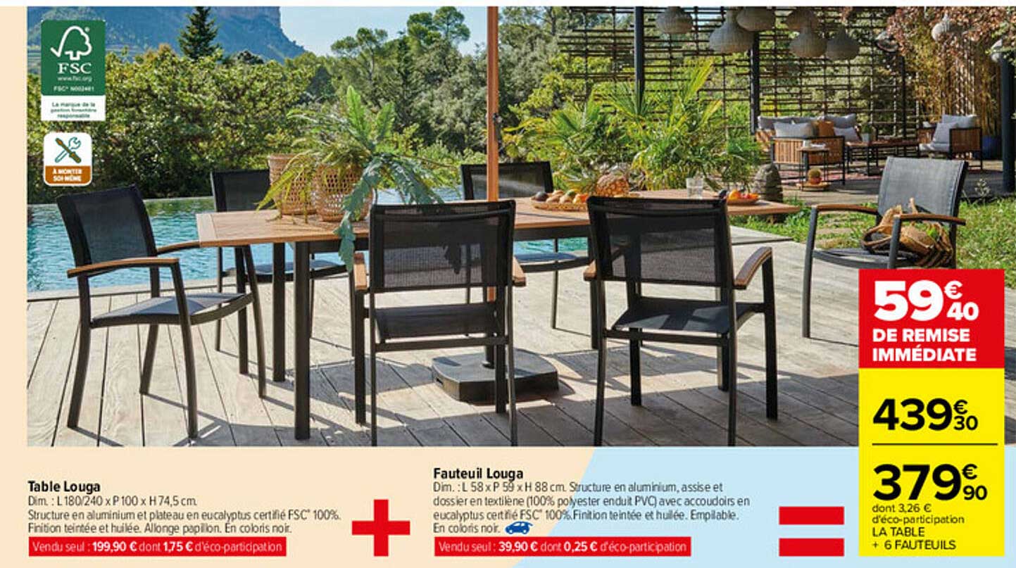 table louga, fauteuil louga