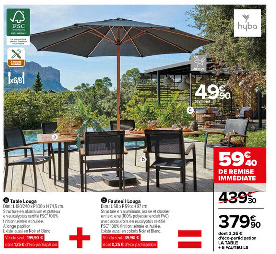 table louga m fauteuil louga