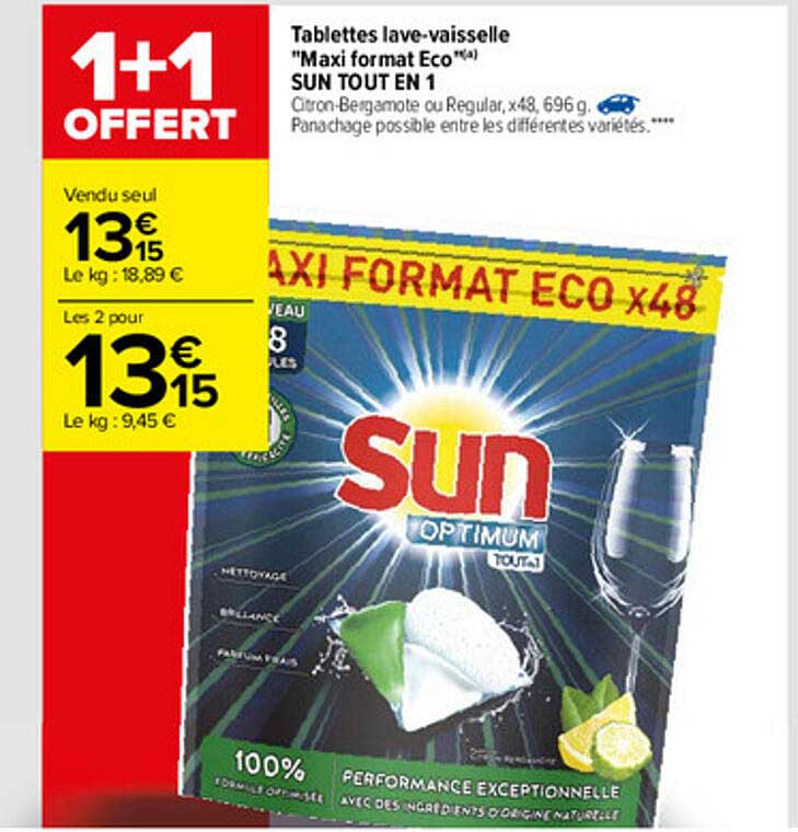 Tablettes Lave-vaisselle "maxi Format Eco" Sun Tout En 1