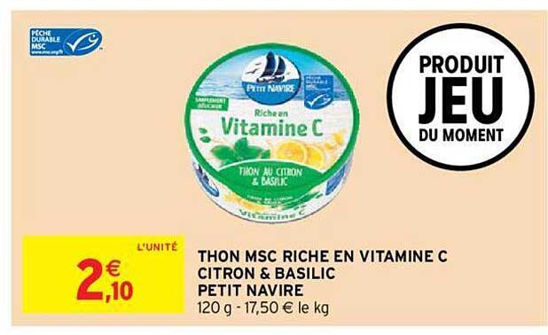 thon msc riche en vitamince c citron & basilic petit navire