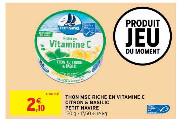 thon msc riche en vitamine c citron & basilic petit navire