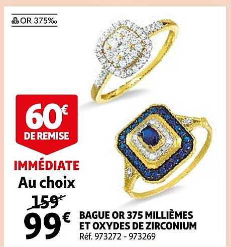 bague or 375 millièmes et oxydes de zirconium