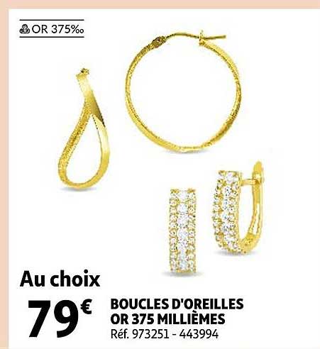 boucles d'oreilles or 375 millièmes