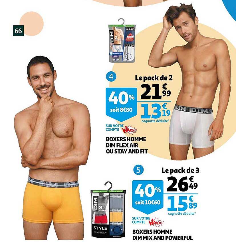 boxers homme dim flex air ou stay and fit, boxers homme dim mix and powerful