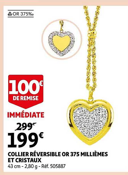 collier réversible or 375 millièmes