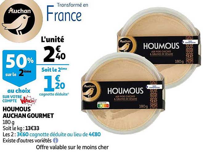 Houmous Auchan Gourmet