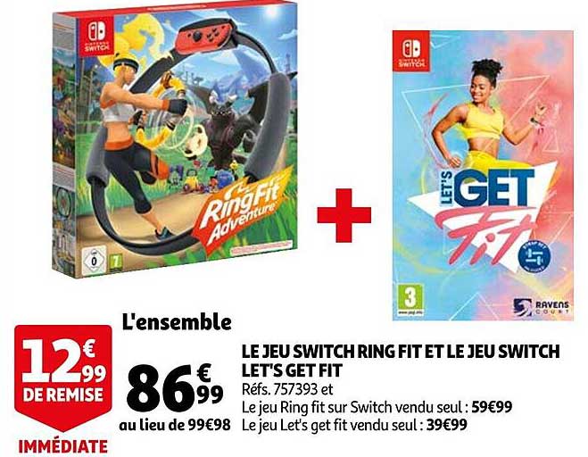 le jeu switch ring fit et le jeu switch let's get fit