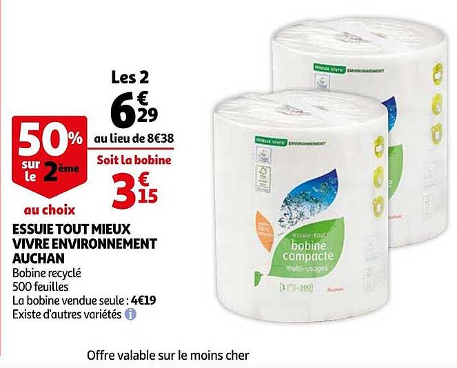 essuie tout mieux vivre environnement auchan