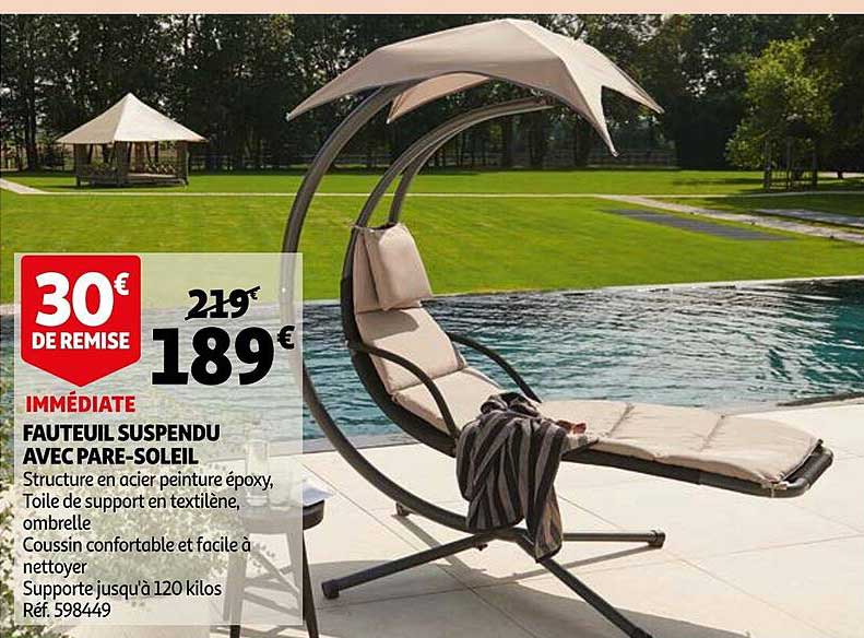 fauteuil suspendu avec pare-soleil