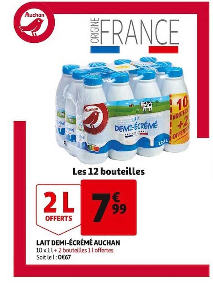 lait demi-écrémé auchan