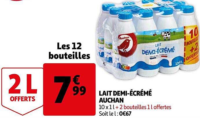 Lait Demi-écrémé Auchan