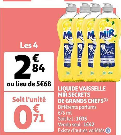 liquide vaisselle mir secrets de grands chefs