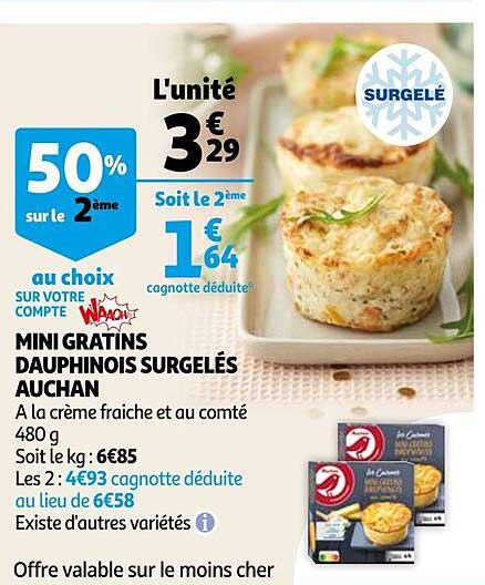 mini gratins dauphinois surgelés auchan