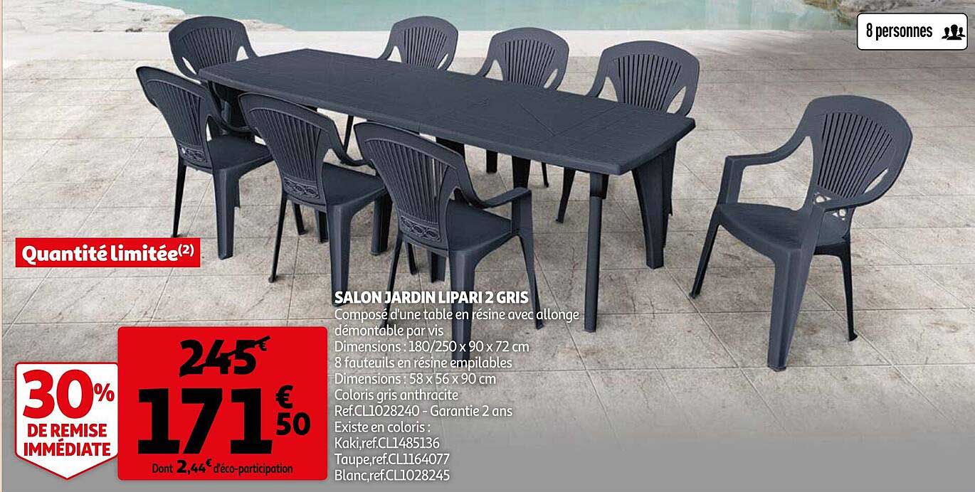 Salon Jardin Lipari 2 Gris