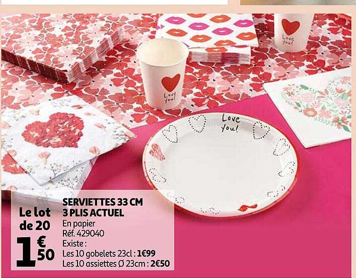 serviettes 33 cm 3 plis actuel