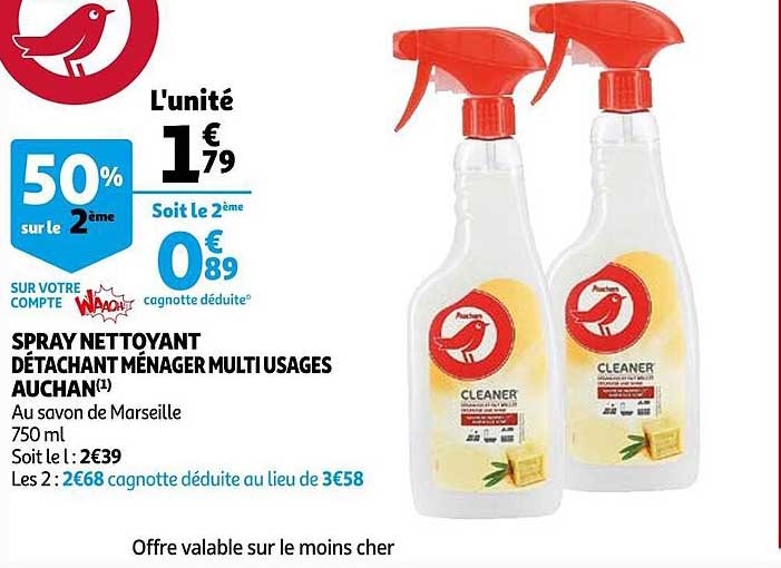 spray nettoyant détachant ménager multiusages auchan