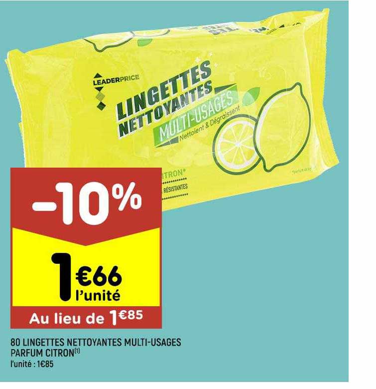 80 lingettes nettoyantes multi-usages parfum citron