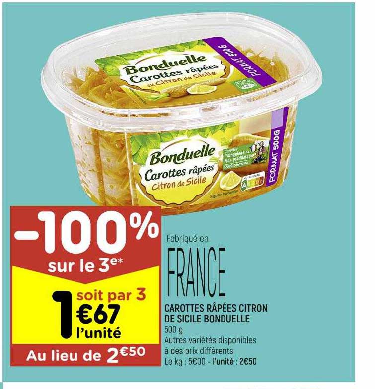 Carottes Râpées Citron De Sicile Bonduelle