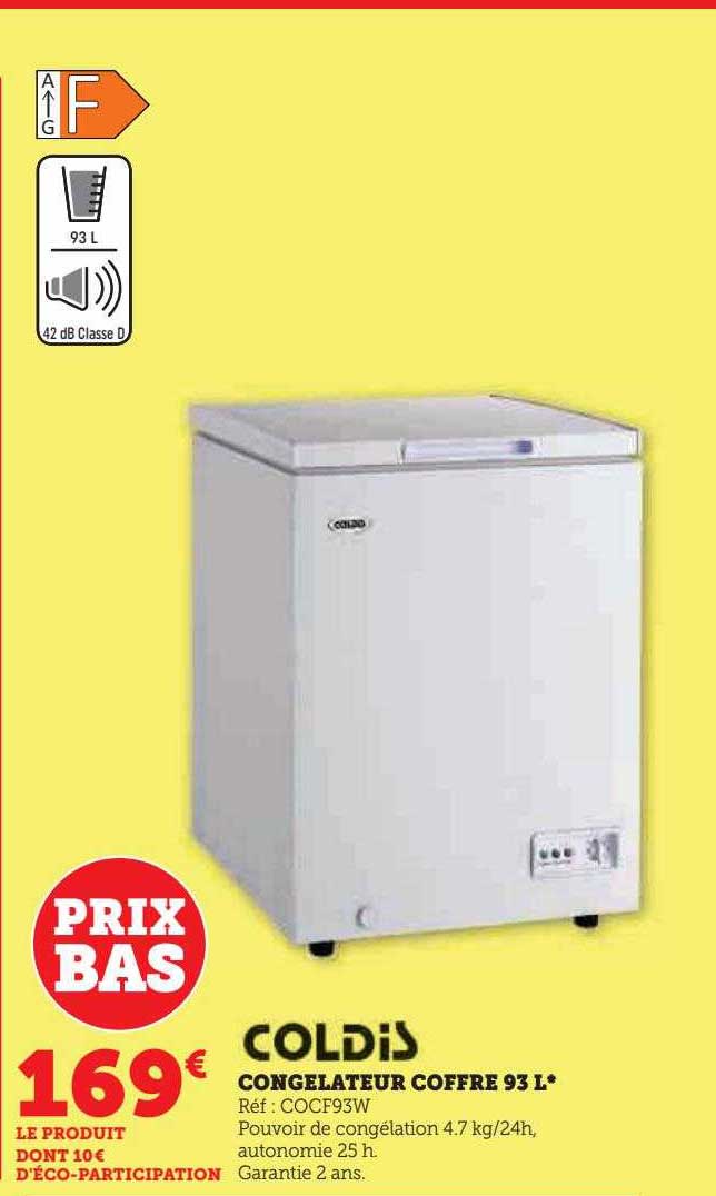 Congélateur Coffre 93l Coldis