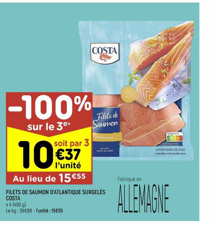 Filets De Saumon D'atlantique Surgelés Costa