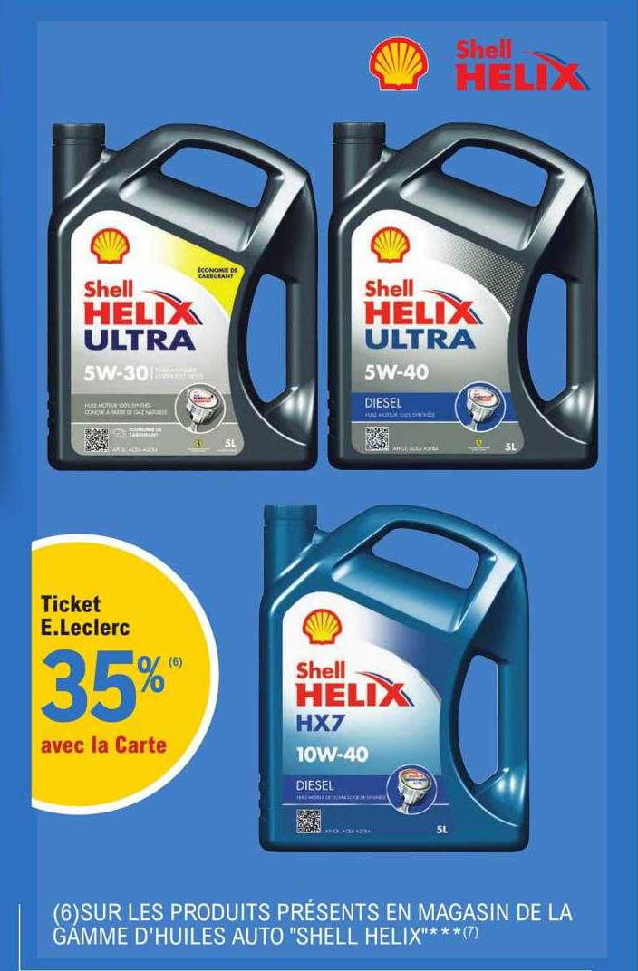 la gamme d'huiles auto shell hélix