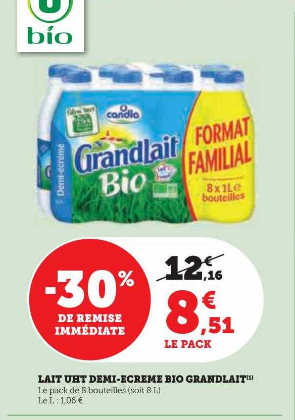 lait uht demi-écrémé bio grand lait