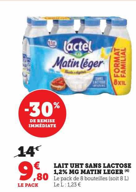 lait uht sans lactose 1,2% mg matin léger